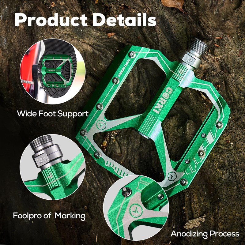 Corki Cycles Bicycle Pedal Oversized Flat Mountain Bike Pedal, Aluminum