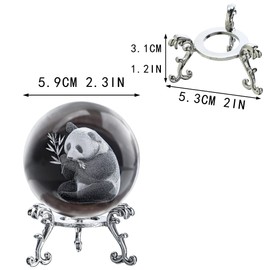vskikris 60 mm Crystal Ball 3D Laser Panda Figurine - Glass Paperweight & Decorative Ball with Stand – Glass Ball Ornaments for Home & Office Decor, Gifts for Women Girls Wife Daughter