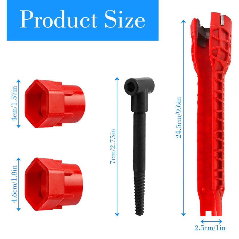 GLADFRESIT Plumbing Spanner Tool 8 in 1 Sink Spanner, Pipe