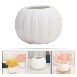 TOVINANNA Flower Arrangement Vase Elegant Ceramic Pumpkin Shape for Home Decor White
