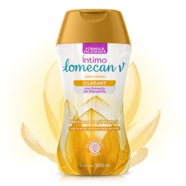 LOMECAN V - Shampoo Íntimo Aclarante. Con activos aclarantes, extracto de manzanilla y acido láctico que balancea tu pH. Botella con 200ml