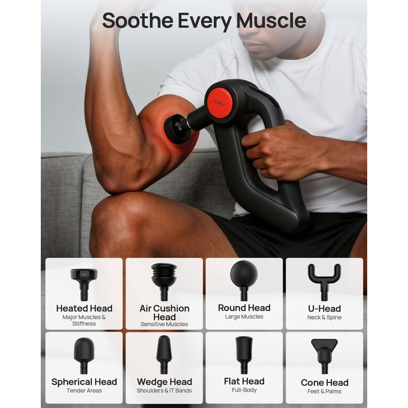 Massage Gun Deep Tissue with Heat Therapy, 12mm Amplitude Muscle