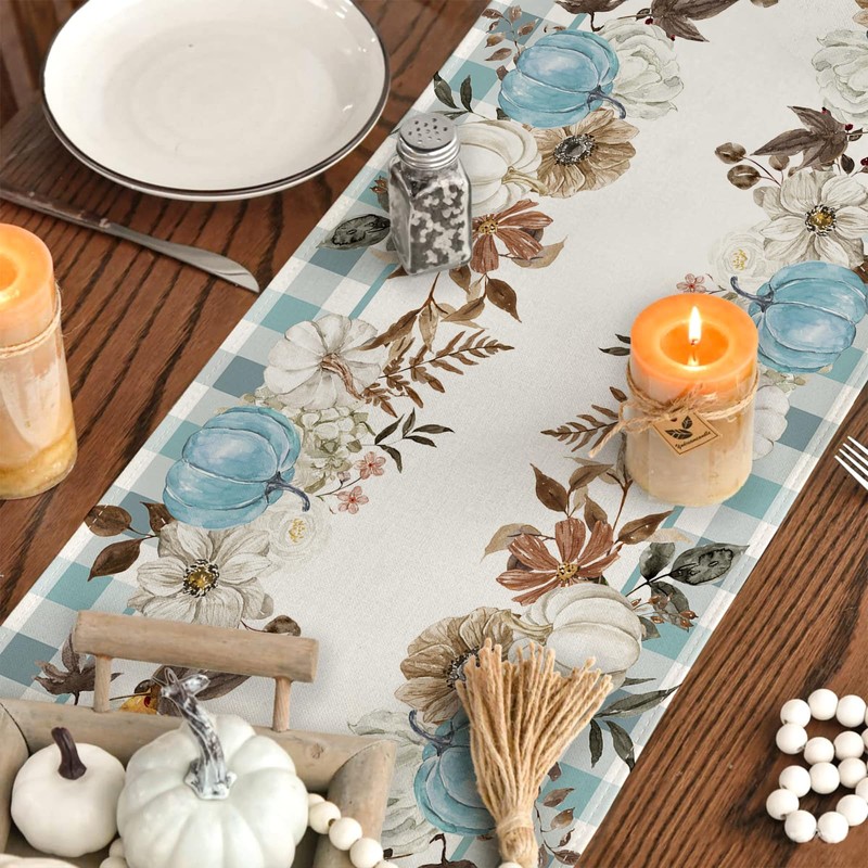 Fall Cucurbit Table Runner Leaf Tablecover Autumn Maple Leaves Table