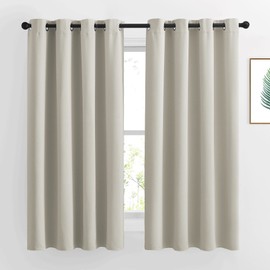 NICETOWN Natural Blackout Living Room Curtain - Grommet Window Treatment Thermal Insulated Solid Room Darkening Drapes Sound Dampening for Bedroom, 1 Panel, W52 x L63