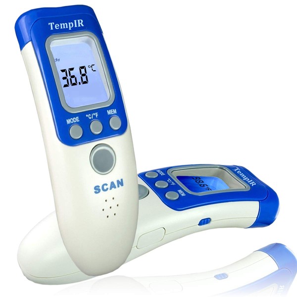 TempIR Non Contact Thermometer Body Temperature Infrared for Baby Adult Child, CE Approved, Forehead, Memory Function, Fever Alarm - TempIR are Approved Suppliers to The NHS