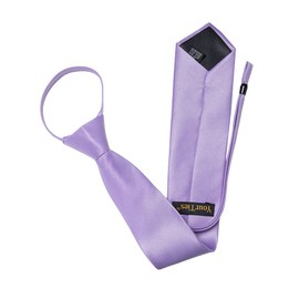 YourTies 3.15'' Zipper Ties Purple Pretied Tie and Pocket Square Set Adjustable Lavender Mens Necktie for Business Formal Wedding