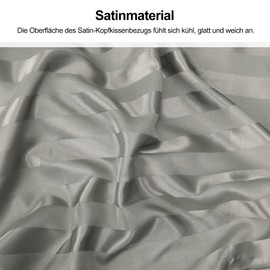 Lirex Satin Cushion Cover with Zipper, Polyester Satin Cushion Cover for Hair, Smooth Floral Pattern with Light Grey Stripes, 40 x 60 cm