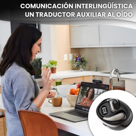 XG99 Auriculares Inalámbricos Bluetooth, Traductor de Idiomas en Tiempo Real, Soporta 151+ Idiomas para Viajes, Negocios,Reuniones y Aprendizaje, AI Translator, Pantalla de Batería (Negro)