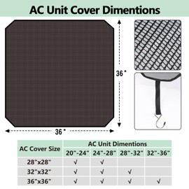 MAXTBEE Air Conditioner Cover for Outside, AC Unit Covers Top Universal Defender for All Season, 36” x 36”