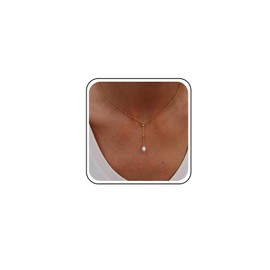 Pearl Lariat Necklace Gold Y Drop Necklace Wedding Y Necklace Choker Ball Pearl Y Shape Necklace Pearl Pendant Long Necklace Bridal Back Necklace Y Chain Necklace for Women and Girls, Zinc