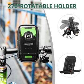 ROCKBROS Bike Phone Mount Bag Bike Phone Holder Bike Handlebar Bag Bike Phone Holder Bag 270°Rotatable Quick Release Bike Phone Holder Handlebar Bag Bicycle Phone Holder Bike Front Bag