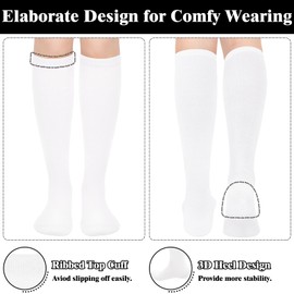 White Knee High Socks for Women Knee High White Socks Women White Knee Socks for Women White High Socks White Long Socks