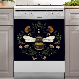 KOLU Kitchen Decor Autumn Bee Dishwasher Cover Magnetic Sticker-Spring Flower Decal Magnet-Wasp Magnetic Dishwasher Door Floral Animal Home Decor Washing Machine 23x17inch