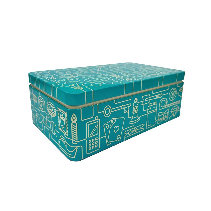 TINIT Stuff Tin - Man Tin Miscellaneous Storage Box (Turquoise/Cream)