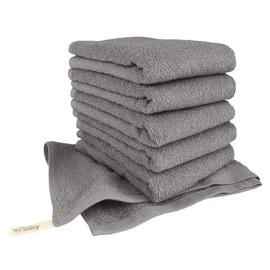 Hiorie Hand Towels, Large, Made in Japan, Hotel Style Towels, Set of 6 [With Hanging Loop], Warm Gray, Solid, Instant Absorption Set, Hot Towel, Dish Towel, 100% Cotton