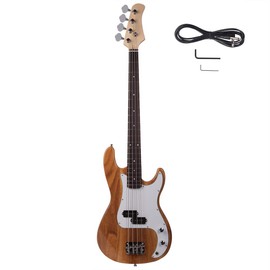 Kcelarec Electric Bass Guitar Full Size 4 String 46 Inch Bass (Burlywood)