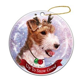 Holiday Pet Gifts Wire Hair Fox Terrier Porcelain Christmas Ornament