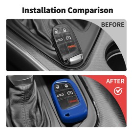 JWWY Key Fob Cover Case Sleeve Shell for 2015-2024+ Dodge Charger Challenger,2011-2024+Dart 200 300 Journey,2014-2024 Durango Grand Caravan RAM,Remote Accessories Protector Red