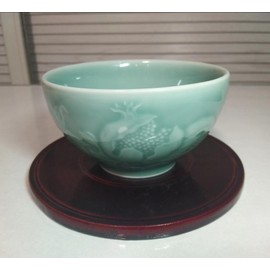 Twokiln Longquan celadon 4.5-inch10 Oz rice bowl,Celadon glazed rice bowl,sushi dipping sauce bowl,high temperature twice firing,natural mineral glaze lead-free,2 pcs.(Pomegranate azure)