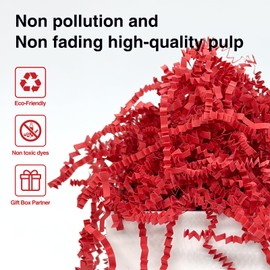 Corlcol 200g(7oz) Crinkle Paper Filler for Gift Baskets Gift Box Paper Shreds for Birthday, Weddings,Valentine's Day, Christmas (Red)