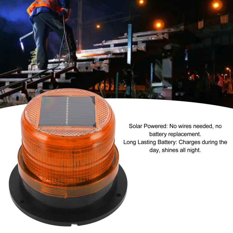 Solar Beacon Light Caution Light 8 LED Dusk to Dawn