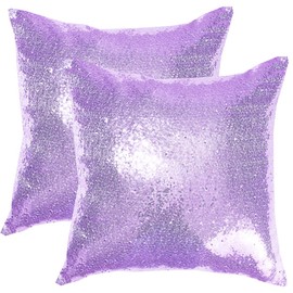 Poise3EHome 18x18inches Sequin Throw Pillow Covers Decorative Pillow Covers for Couch, Bed, Living Room, Christmas (Lavender, 2PCS)