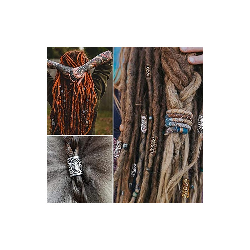 Juego de cuentas para barba y rastas con herramienta para