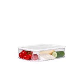 Mepal – Fridge Storage Box Modula - Transparent Food Storage Container with Lid - Kitchen Storage Organizer & Plastic Storage Box - Stackable & Airtight Fridge Organizer - 4800 ml - White