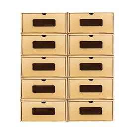 Fyszp 10PCS Shoe Storage Box set - Stackable, space-saving sneakers and shoe storage boxes for closets, entrances, under beds - durable, non-waterproof, kraft shoe storage boxes
