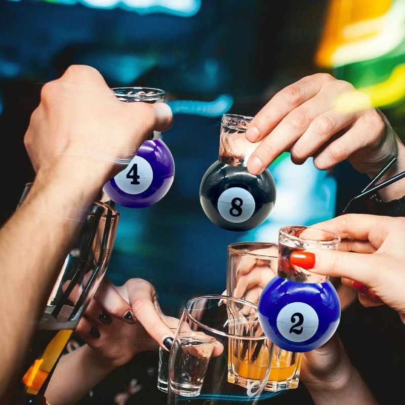 Grupo Carnavallia Juego 9 Vasos Shot Bola Billar Caballitos Bebidas