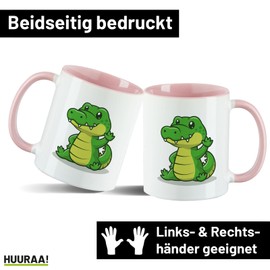 Huuraa Motivtasse Krokodil Comic Geschenk 330ml Rosa Krokodil Souvenir