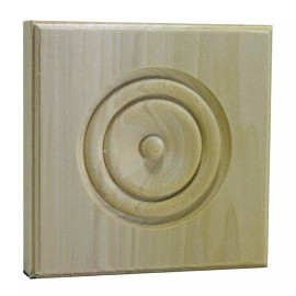 NewMouldings EWAP90 Rosette Casing Corner Block 1" x 3" Square Unfinished - Red Oak