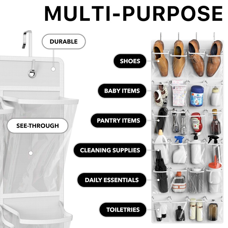 Simple Houseware 24 Pockets Large Clear Pockets Over The Door
