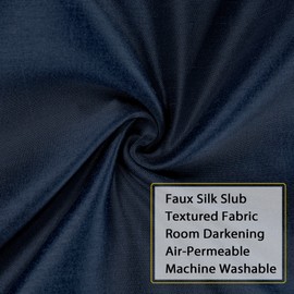 Chyhomenyc Uptown - Cortinas de ventana de seda sintética azul marino para sala de estar, 2 paneles de cortinas texturizadas para recámara, cortinas sólidas de lujo de 54 pulgadas de largo, cortinas y cortinas para oscurecer la habitación, 30 pulgadas de