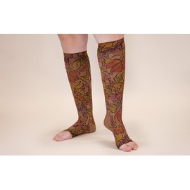 Lymphedivas Bahama Mama Mocha Medical Graduated Compression Sock Pair 15-20mmHg (Long Open-Toe 15-20 mmHg Medium)