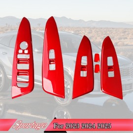 MUXEE Armrest Window Switch Panel Cover，for Kia Sportage 2023 2024 2025，Door Window Control Panel Cover Car Sport Interior Accessories - Wine Red