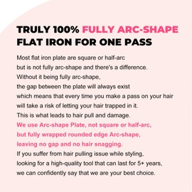 QHDJE Flat Iron Hair Straightener, 15S Fast Heat-up, Fully Wrapped ARC-Shaped Plates, Flat Iron for One Pass to Achieve a Sleek Look, Digital LCD Display & Dual Voltage, Gifts for Women