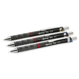 rOtring Tikky Set of 3 with Colour Code 0, 35/0, 5/0, 7 mm (with 3 Tubes of Refill HB)