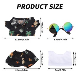 Doll Clothes, Cute Beach Atmosphere Doll Outfits for 6.7in Toys Glasses Pants Vest Top Clothing Toy Accessories for Display Decoration (Black Animal Style)