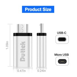 Duttek USB3.1 Type C OTG Adapter, USB C Female to Micro USB Male OTG (On the Go) Converter Data Sync Adapter for S7,S7 Edge, LG G4, Nexus 6 (Silver-OTG)