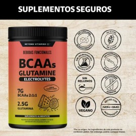 Bcaa  Glutamina  Electrolitos  7g Aminoácidos Bcaa 211  2.5g L-glutamina En Polvo  Con Magnesio, Potasio, Calcio Y Vitamina B6 - Vitaminas Mujer...   