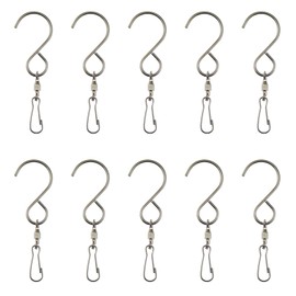 Wind Spinner Swivel Hooks MEETOOT 10PCS Stainless Steel 360 Degree Rotation Swivel Hooks for Hanging Wind Spinners Wind Chimes, Swivel Clips Hanger, Silver