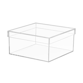 Dayaanee Clear Acrylic Storage Bin Organizer Box with Lid, Clear Acrylic Plastic Square Cube containers 7.9x7.9x3.9Inches/200X200X100mm for Candy Pill and Tiny Jewelry