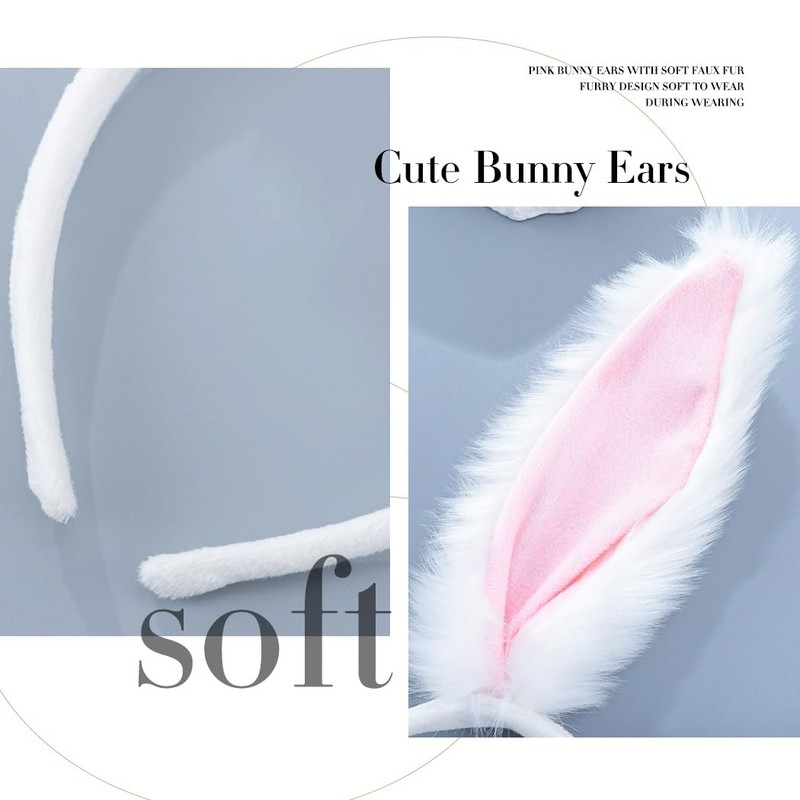 Pink Bunny Ears Furry Rabbit Ears Cute Fluffy Easter Bunny