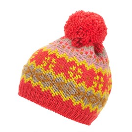 Eisbär Hats/Caps Women's Wentje Pompom Hat, Coral Red/Mustard/Ochre/Beige