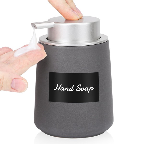 Segus Ceramic Soap Dispenser, 360ml Shampoo Pump Dispenser, Refillable Hand