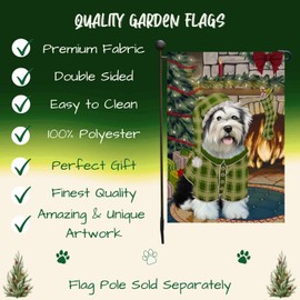 Doggie of the Day Tibetan Terrier Dog Garden Flags - Christmas Stocking was Hung - Double Sided - Yard Porch Lawn Spring Decorative Gift - Home Decor 12 1/2"w x 18"h - GFLAG50793