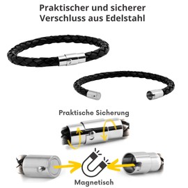 Simaru Leather bracelet, stylish braided pattern bracelet made of premium leather, made in Germany with stainless steel bayonet clasp for men and women, Leather