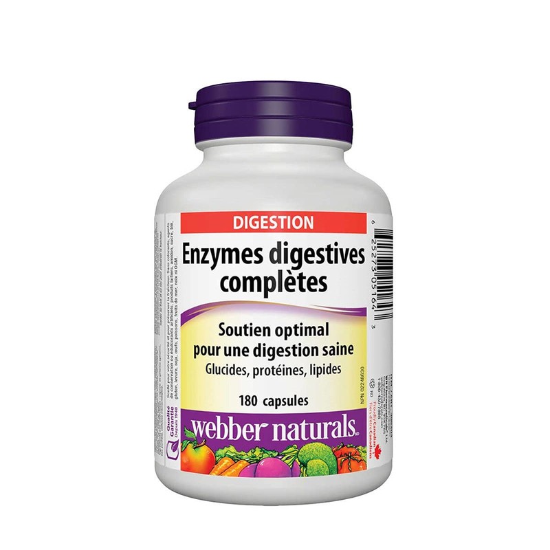 Webber naturals Complete Digestive enzymes Capsules, 180 Count