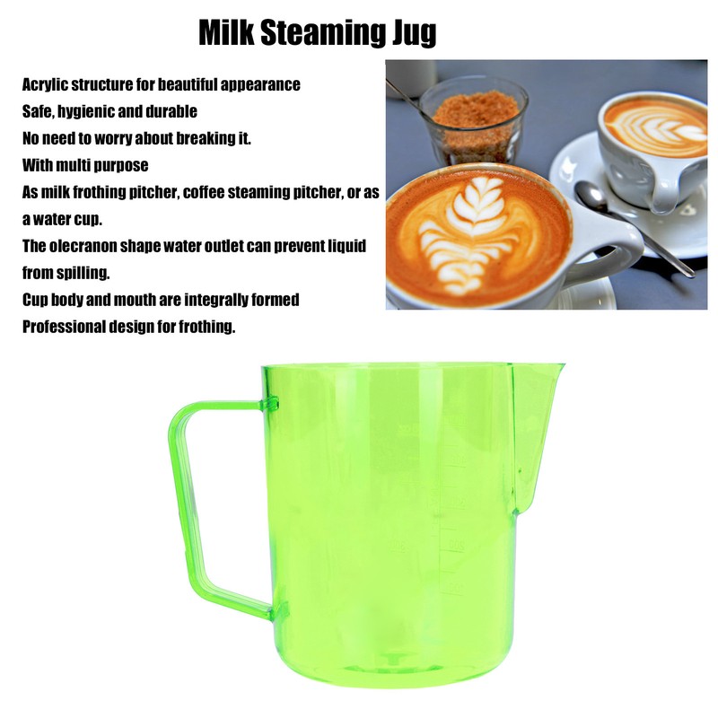 600ml Milk Frothing Pitcher Acrylic Cup Coffee Steaming Pitchers Latte